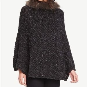 Ann Taylor Factory Faux Fur Collar Poncho